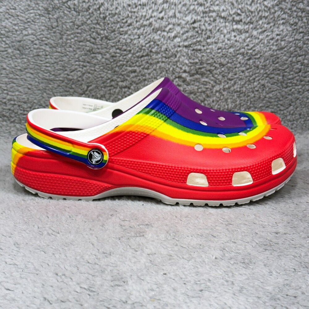 Crocs Classic Rainbow Dye Mens Size 10 Slip On Clogs Shoes Multicolor 208106-93R